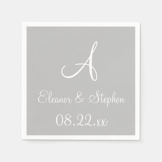 モノグラムシルバーカッコいいワンカラー紙ナプキンス スタンダードカクテルナプキン (正面)