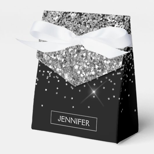 モノグラムシルバーグラムグリッタースパークル名 フェイバーボックス (正面サイド)