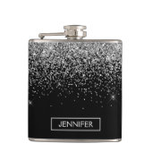 モノグラムシルバーグラムグリッタースパークル名 フラスク (正面)