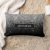 モノグラムシルバーグラムグリッタースパークル名 ランバークッション (ブランケット)