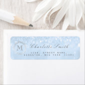 モノグラムシルバーグリッターブルー差出人住所ラベル ラベル (インサイチュ)