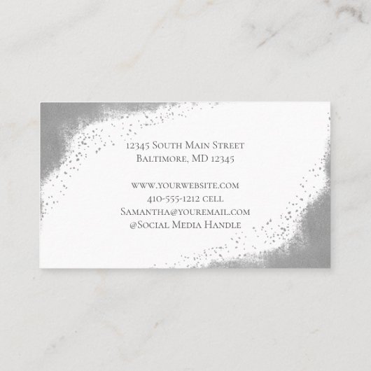 モノグラムシルバーグレーグリッターグラムトレンディーウィメンズ 名刺 (裏面)