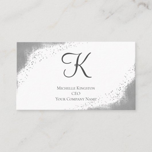 モノグラムシルバーグレーグリッターグラムトレンディーウィメンズ 名刺 (正面)