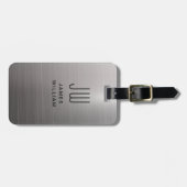 モノグラムシルバーグレーブラシ仕上げメタリックパス ラゲッジタグ (正面横)