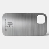モノグラムシルバーグレーブラシ仕上げ金属 Case-Mate iPhoneケース (裏面 (横))