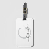 モノグラムシルバーホワイトブラックパーソナルトラベル ラゲッジタグ (正面縦)