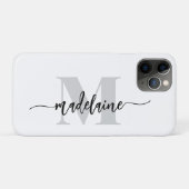モノグラムシルバーホワイトブラックパーソナル Case-Mate iPhoneケース (裏面(横))