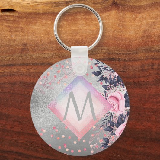 モノグラムシルバー海軍ロセゴールドガーリーニューライワズの贈り物 キーホルダー (正面)