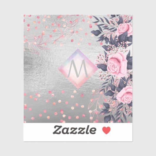 モノグラムシルバー海軍ロセゴールドガーリーニューライワズの贈り物 シール (シート)