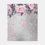 モノグラムシルバー海軍ロセゴールドガーリーニューライワズの贈り物 フリースブランケット (正面)