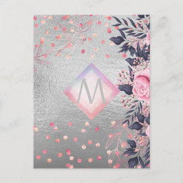 モノグラムシルバー海軍ロセゴールドガーリーニューライワズの贈り物 ポストカード