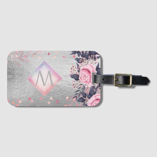 モノグラムシルバー海軍ロセゴールドガーリーニューライワズの贈り物 ラゲッジタグ (正面横)