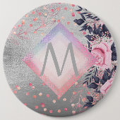 モノグラムシルバー海軍ロセゴールドガーリーニューライワズの贈り物 缶バッジ (正面)