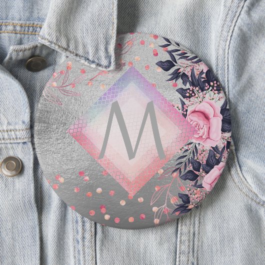 モノグラムシルバー海軍ロセゴールドガーリーニューライワズの贈り物 缶バッジ (インサイチュ)