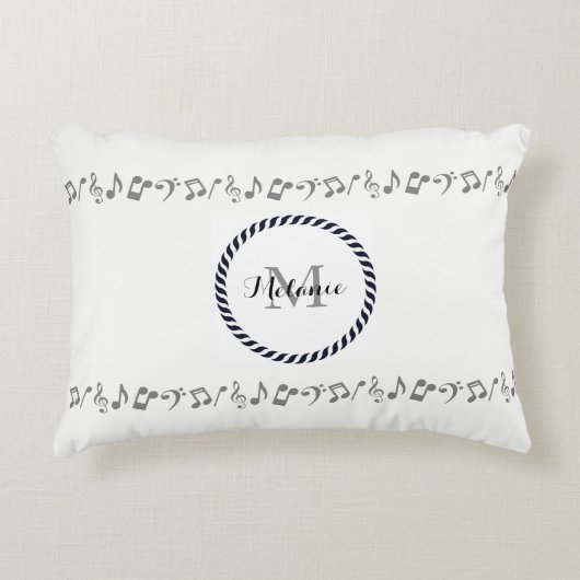 モノグラムシルバー音楽ノートアクセントピロー アクセントクッション (正面)