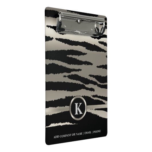 モノグラムシルバー&ブラックゼブラストライプ ミニクリップボード (アングル)