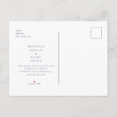 モノグラムシンプルお洒落ダスティブルー日付を保存 案内ポストカード (裏面)