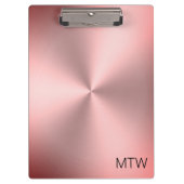 モノグラムシンプルでピンクブラシ仕上げメタルの外観 クリップボード (正面)