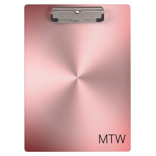 モノグラムシンプルでピンクブラシ仕上げメタルの外観 クリップボード (正面)