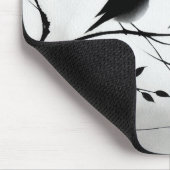 モノグラムシンプルの木の白と黒の鳥 | マウスパッド (コーナー)