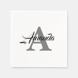 モノグラムシンプルイニシャルエレガント名前をカスタムするクール スタンダードカクテルナプキン