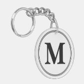 モノグラムシンプルイニシャル白黒 キーホルダー (正面左)