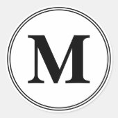 モノグラムシンプルイニシャル白黒 ラウンドシール (正面)