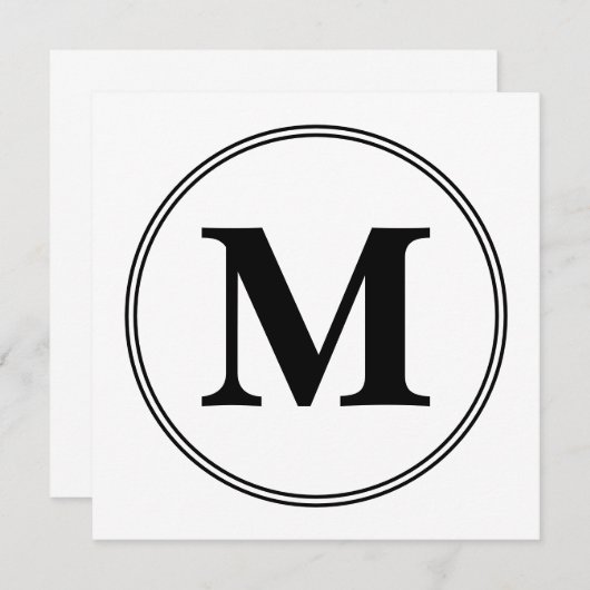 モノグラムシンプルイニシャル白黒 招待状 (正面/裏面)