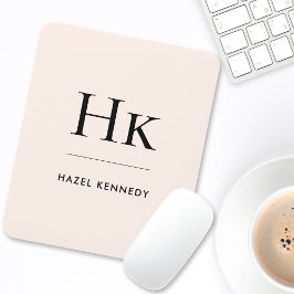 モノグラムシンプルエレガントクラシック赤面ピンク マウスパッド