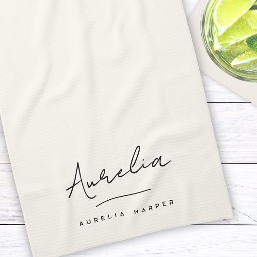 モノグラムシンプルエレガントシグネチミニマルャ キッチンタオル