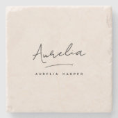 モノグラムシンプルエレガントシグネチミニマルャ ストーンコースター (正面)