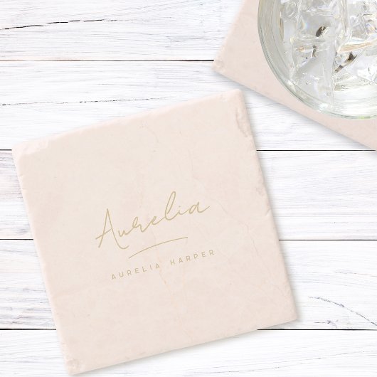 モノグラムシンプルエレガントシグネチミニマルャ ストーンコースター