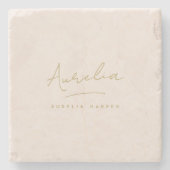 モノグラムシンプルエレガントシグネチミニマルャ ストーンコースター (正面)