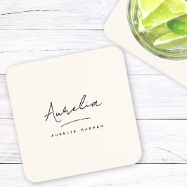 モノグラムシンプルエレガントスクリプミニマルト コースター