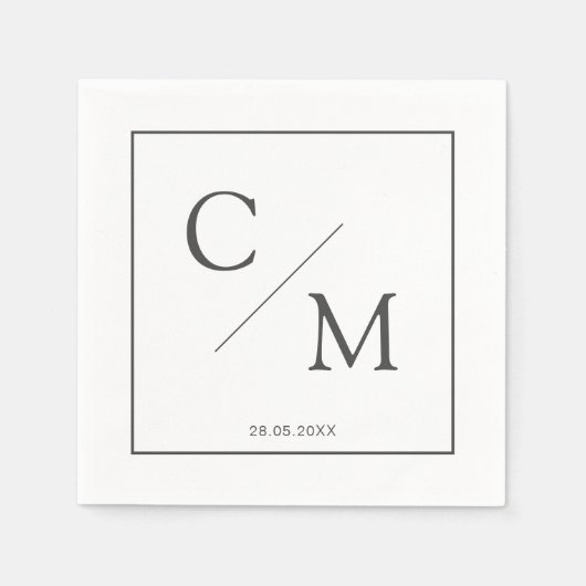 モノグラムシンプルエレガントナプキン スタンダードカクテルナプキン (正面)