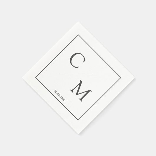 モノグラムシンプルエレガントナプキン スタンダードカクテルナプキン (角)