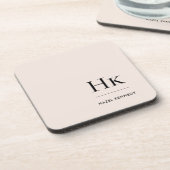 モノグラムシンプルエレガントミニマル赤面ピンクシック コースター (左側)