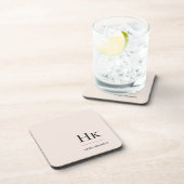 モノグラムシンプルエレガントミニマル赤面ピンクシック コースター (右側)