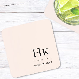 モノグラムシンプルエレガントミニマル赤面ピンクシック コースター