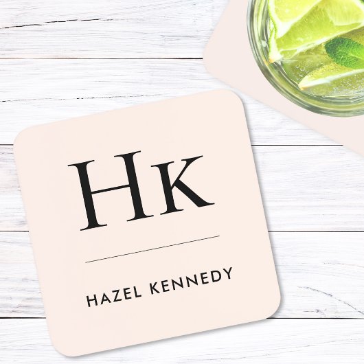 モノグラムシンプルエレガントミニマル赤面ピンク コースター