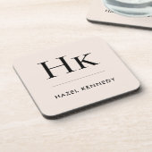 モノグラムシンプルエレガントミニマル赤面ピンク コースター (左側)