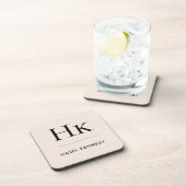 モノグラムシンプルエレガントミニマル赤面ピンク コースター (右側)