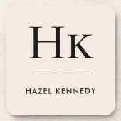 モノグラムシンプルエレガントミニマル赤面ピンク コースター (正面)