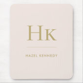 モノグラムシンプルエレガント赤面クラシックピンク金ゴールド マウスパッド (正面)