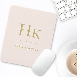 モノグラムシンプルエレガント赤面クラシックピンク金ゴールド マウスパッド