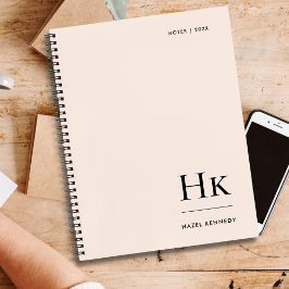 モノグラムシンプルエレガント赤面ピンクパーソナライズされた ノートブック