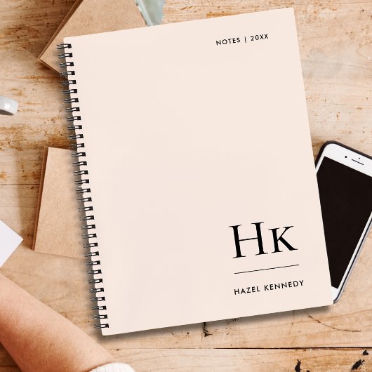 モノグラムシンプルエレガント赤面ピンクパーソナライズされた ノートブック