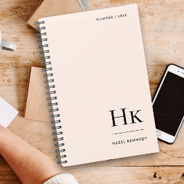 モノグラムシンプルエレガント赤面ピンクパーソナライズされた プランナー手帳