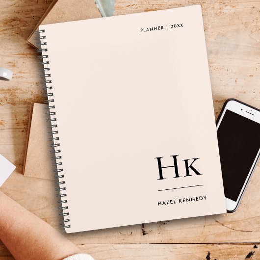 モノグラムシンプルエレガント赤面ピンクパーソナライズされた プランナー手帳