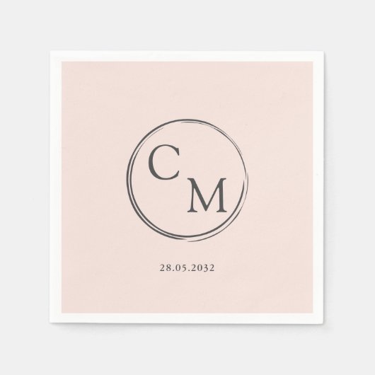 モノグラムシンプルサエレガントルビエット スタンダードカクテルナプキン (正面)